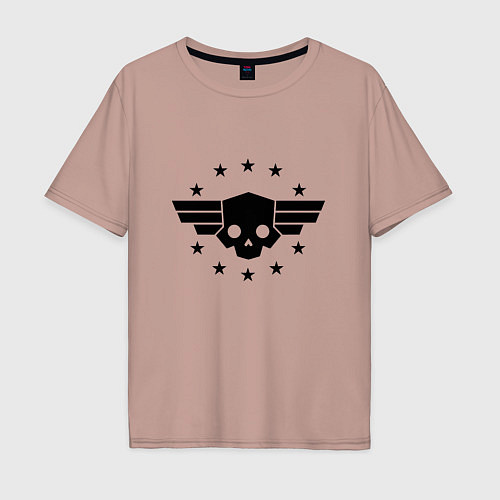 Мужская футболка оверсайз Logo helldivers 2 / Пыльно-розовый – фото 1