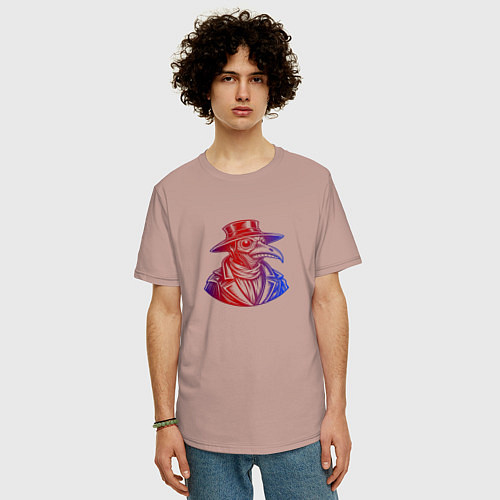 Мужская футболка оверсайз Векторный чумной доктор / Пыльно-розовый – фото 3