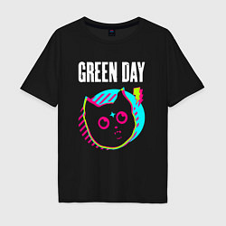 Футболка оверсайз мужская Green Day rock star cat, цвет: черный