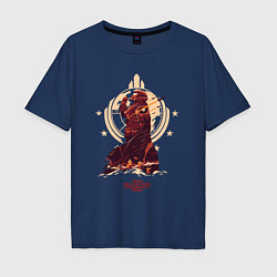 Футболка оверсайз мужская Helldivers 2: Paratroopers Symbol, цвет: тёмно-синий