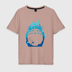 Футболка оверсайз мужская Blue Totoro, цвет: пыльно-розовый