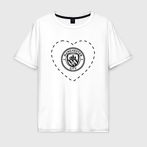 Мужская футболка оверсайз Лого Manchester City в сердечке / Белый – фото 1