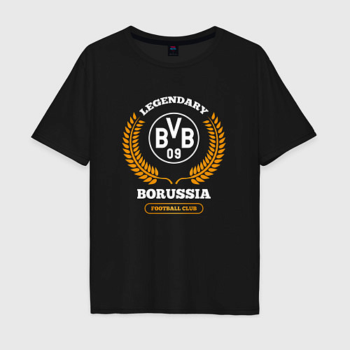 Мужская футболка оверсайз Лого Borussia и надпись legendary football club / Черный – фото 1