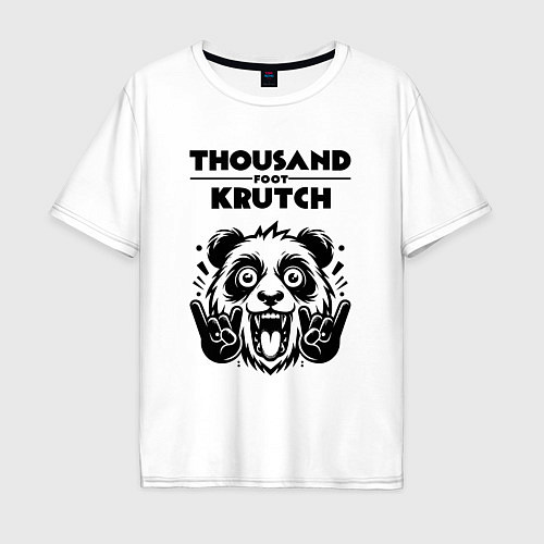 Мужская футболка оверсайз Thousand Foot Krutch - rock panda / Белый – фото 1