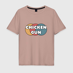 Футболка оверсайз мужская Chicken gun круги, цвет: пыльно-розовый