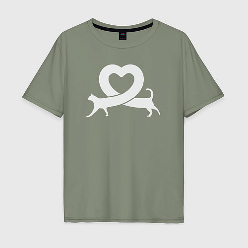 Мужская футболка оверсайз Cats love / Авокадо – фото 1