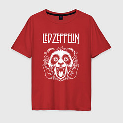 Футболка оверсайз мужская Led Zeppelin rock panda, цвет: красный