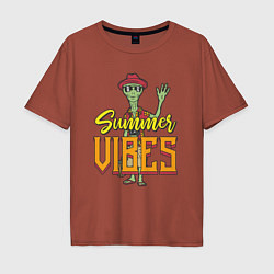 Футболка оверсайз мужская Пришелец summer vibes, цвет: кирпичный