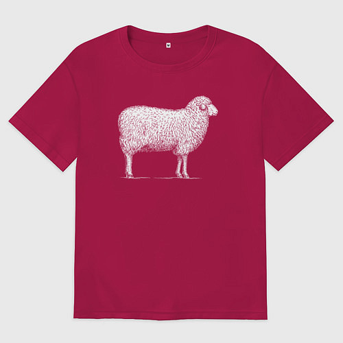 Мужская футболка оверсайз Белая овечка / Маджента – фото 1