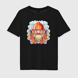 Мужская футболка оверсайз Храбрый пожарный с усами