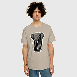 Футболка оверсайз мужская Большой африканский слон, цвет: миндальный — фото 2