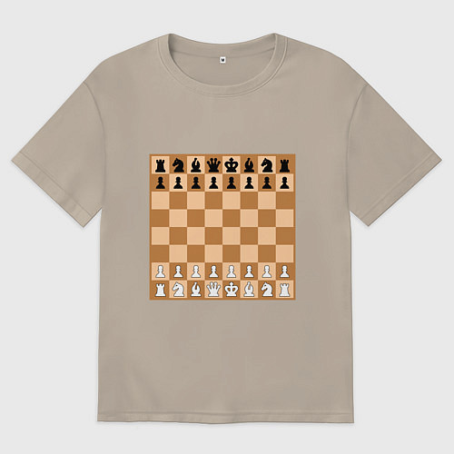 Мужская футболка оверсайз Шахматная доска без нумерации / Миндальный – фото 1