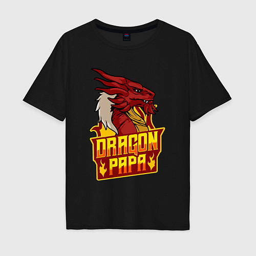 Мужская футболка оверсайз Dragon papa / Черный – фото 1