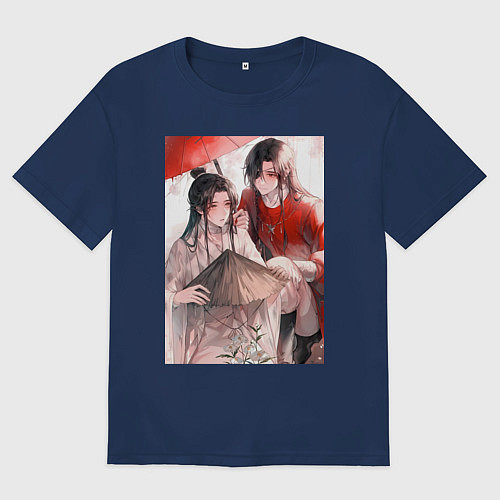 Мужская футболка оверсайз Чэн Хуа Лянь Се / Тёмно-синий – фото 1