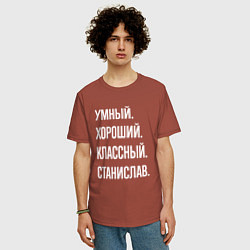 Футболка оверсайз мужская Умный хороший классный Станислав, цвет: кирпичный — фото 2