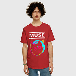 Футболка оверсайз мужская Muse rock star cat, цвет: красный — фото 2