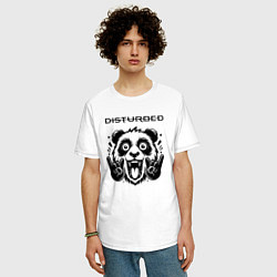 Футболка оверсайз мужская Disturbed - rock panda, цвет: белый — фото 2