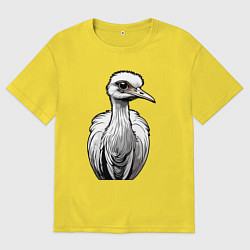 Мужская футболка оверсайз Страус рисованый