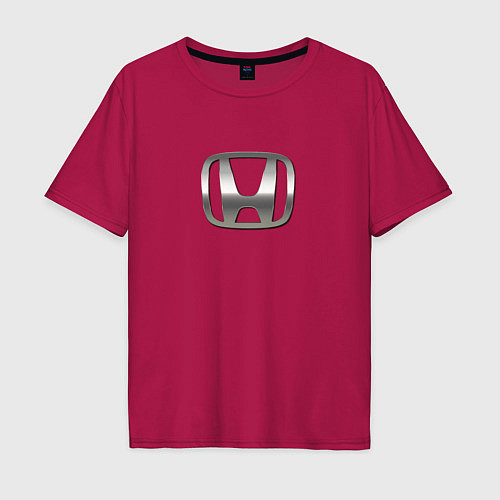 Мужская футболка оверсайз Honda logo auto grey / Маджента – фото 1