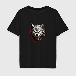 Футболка оверсайз мужская Злой и страшный серый волк, цвет: черный
