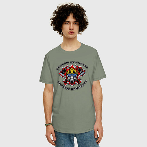Мужская футболка оверсайз Пожарный с топорами / Авокадо – фото 3