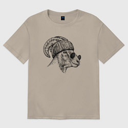 Мужская футболка оверсайз Барашек в шапке и очках