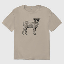 Мужская футболка оверсайз Ягненок в кепке