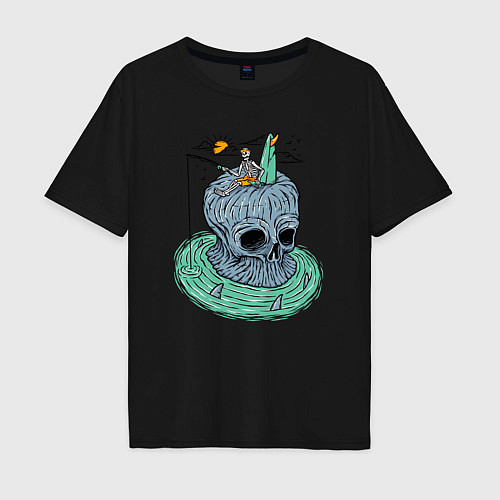 Мужская футболка оверсайз Мёртвая рыбалка / Черный – фото 1