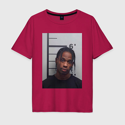 Мужская футболка оверсайз Travis Scott magshot / Маджента – фото 1