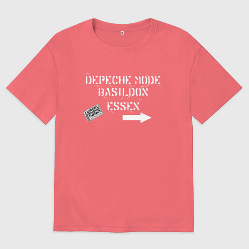 Мужская футболка оверсайз Depeche Mode - basildon essex / Коралловый – фото 1