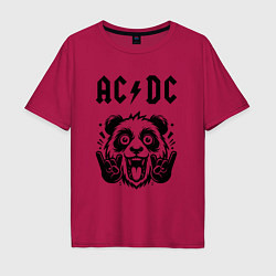 Футболка оверсайз мужская AC DC - rock panda, цвет: маджента