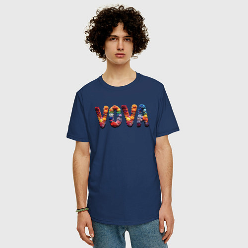 Мужская футболка оверсайз Vova yarn art / Тёмно-синий – фото 3