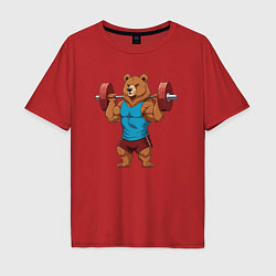 Мужская футболка оверсайз Медведь со штангой