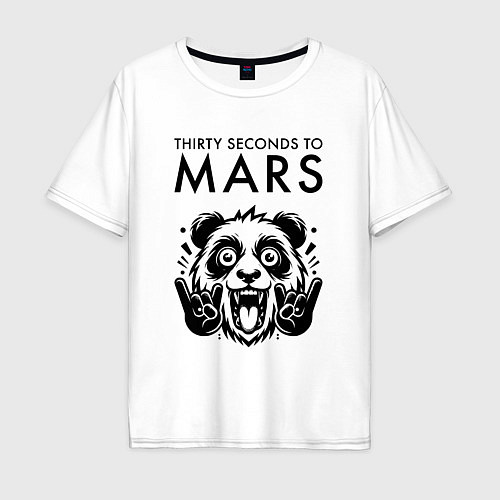 Мужская футболка оверсайз Thirty Seconds to Mars - rock panda / Белый – фото 1