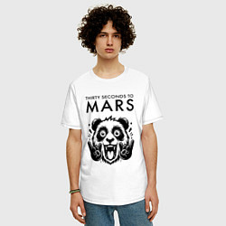 Футболка оверсайз мужская Thirty Seconds to Mars - rock panda, цвет: белый — фото 2