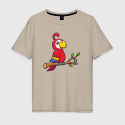 Футболка оверсайз мужская Красный попугайчик, цвет: миндальный