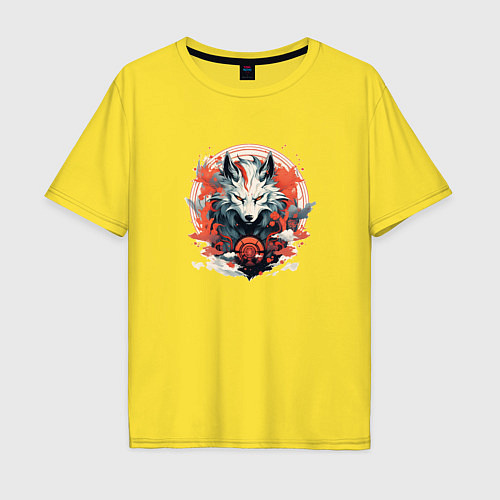 Мужская футболка оверсайз Белая волчица / Желтый – фото 1