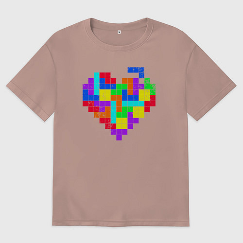 Мужская футболка оверсайз Color tetris / Пыльно-розовый – фото 1