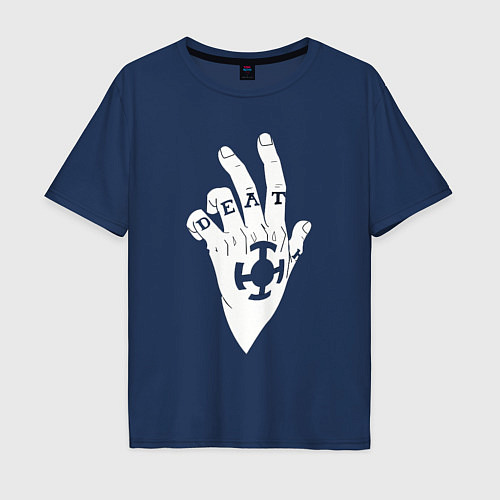 Мужская футболка оверсайз Трафальгар Д Ватер Ло руки / Тёмно-синий – фото 1