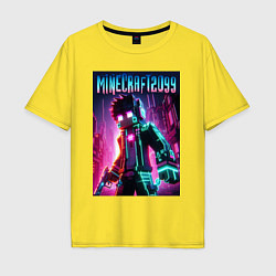 Футболка оверсайз мужская Minecraft - ai art fantasy neon, цвет: желтый