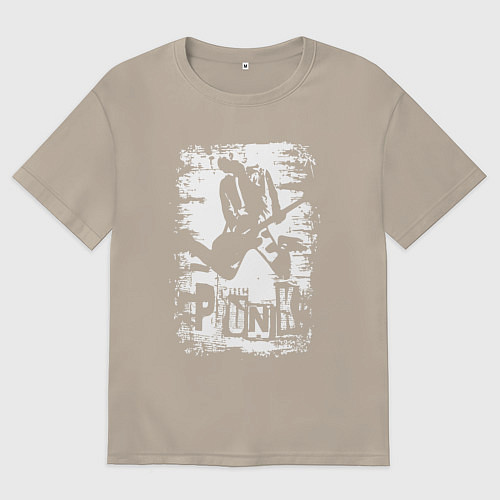 Мужская футболка оверсайз Punk music / Миндальный – фото 1