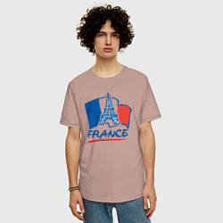 Футболка оверсайз мужская France, цвет: пыльно-розовый — фото 2