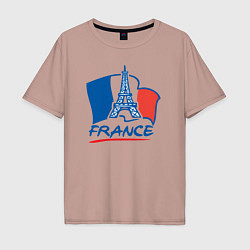 Футболка оверсайз мужская France, цвет: пыльно-розовый