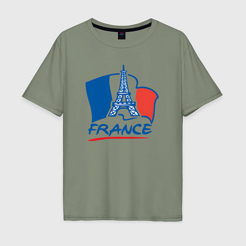 Мужская футболка оверсайз France / Авокадо – фото 1