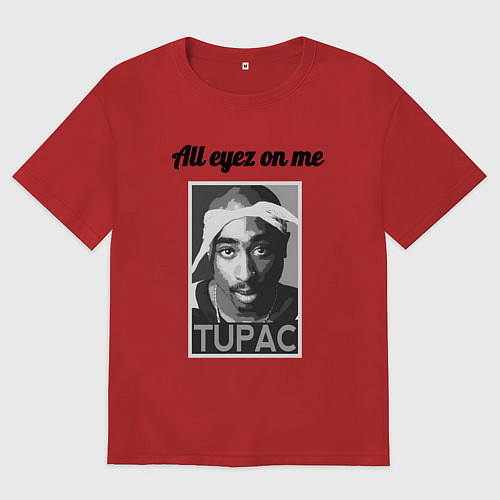 Мужская футболка оверсайз 2pac Art All eayz on me / Красный – фото 1