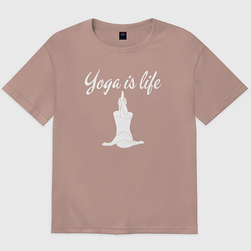 Мужская футболка оверсайз Yoga is life / Пыльно-розовый – фото 1