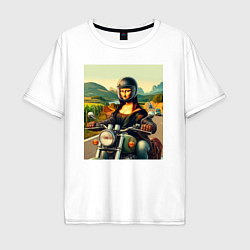 Мужская футболка оверсайз Mona Lisa on a motorcycle - ai art