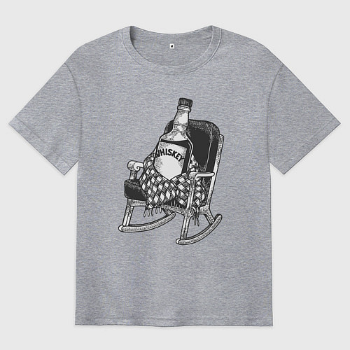 Мужская футболка оверсайз Виски в кресле / Меланж – фото 1
