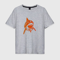 Мужская футболка оверсайз Оранжевая акула