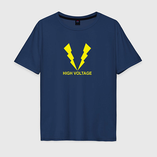Мужская футболка оверсайз Hihg Voltage! / Тёмно-синий – фото 1